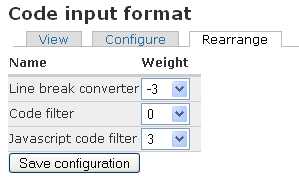 Arrange code filter screen