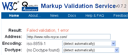 Rolls-Royce W3C validation
