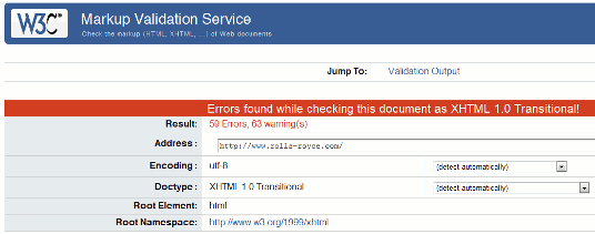 Rolls-Royce W3C validation